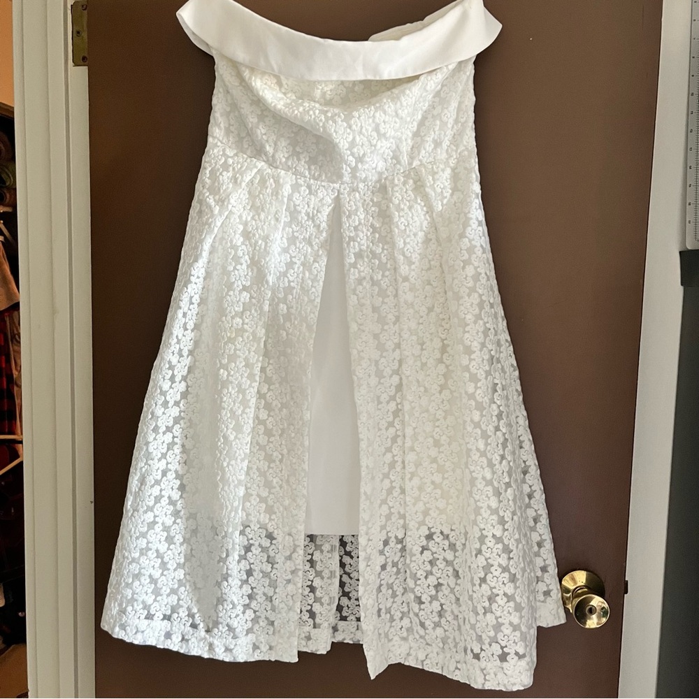 Strapless White Floral MIDI dress